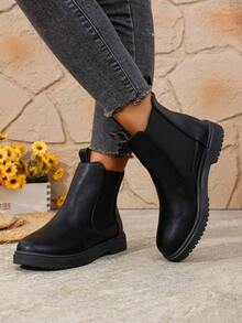 1 Paar Damen Einfarbige Mode Party, Outdoor, Lässig, Knöchel Stiefel & Stiefeletten, Klassische Stiefel, Herbst, Winter, Preppy Stil Rüschen Saum Knöchel Stiefel und Kurze Stiefel, Geeignet für Outdoor, Büro, Party, Urlaub, Winter