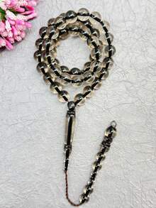 1 件 45 颗 10 毫米穆斯林祈祷珠手链，新款圆形珠子吊坠，经典款（黑色蓝色或棕色黑色可选），适合男女日常或节日佩戴 - 彩色 - 查看 7