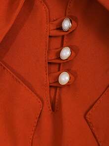 Women's Formal Blouse With Short Puff Sleeves And Bow No. 8 - 亮橙色 - 查看 5