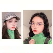 1 Piece Fashionable Unisex Blue Light Blocking Glasses - Transparent Square Frame, Suitable For Computer, TV, And Mobile Gaming, Anti-Glare, Unisex Korean Style Design - 1 cái - Xem 7