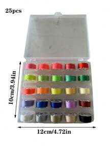 25pcs Sewing Thread Set With 1 Transparent Storage Box, Suitable For Clothing Repair, Jewelry Making, Leather Sewing, Assorted Colors To Meet Various Needs - Multicolor - View 12