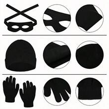 4pcs/Set Burglar Costume Kit - Canvas Bag, Gloves, Eye Mask, Hat, Thief Prisoner Cosplay Outfit, Unisex, Suitable For All Seasons, Halloween