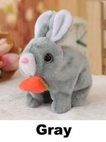 1pc Electric Plush Realistic Rabbit Toy, Cute Animal Model, Can Walk, Bark, Movable Ears, Adorable Pet Doll, Roleplay Holiday Gift