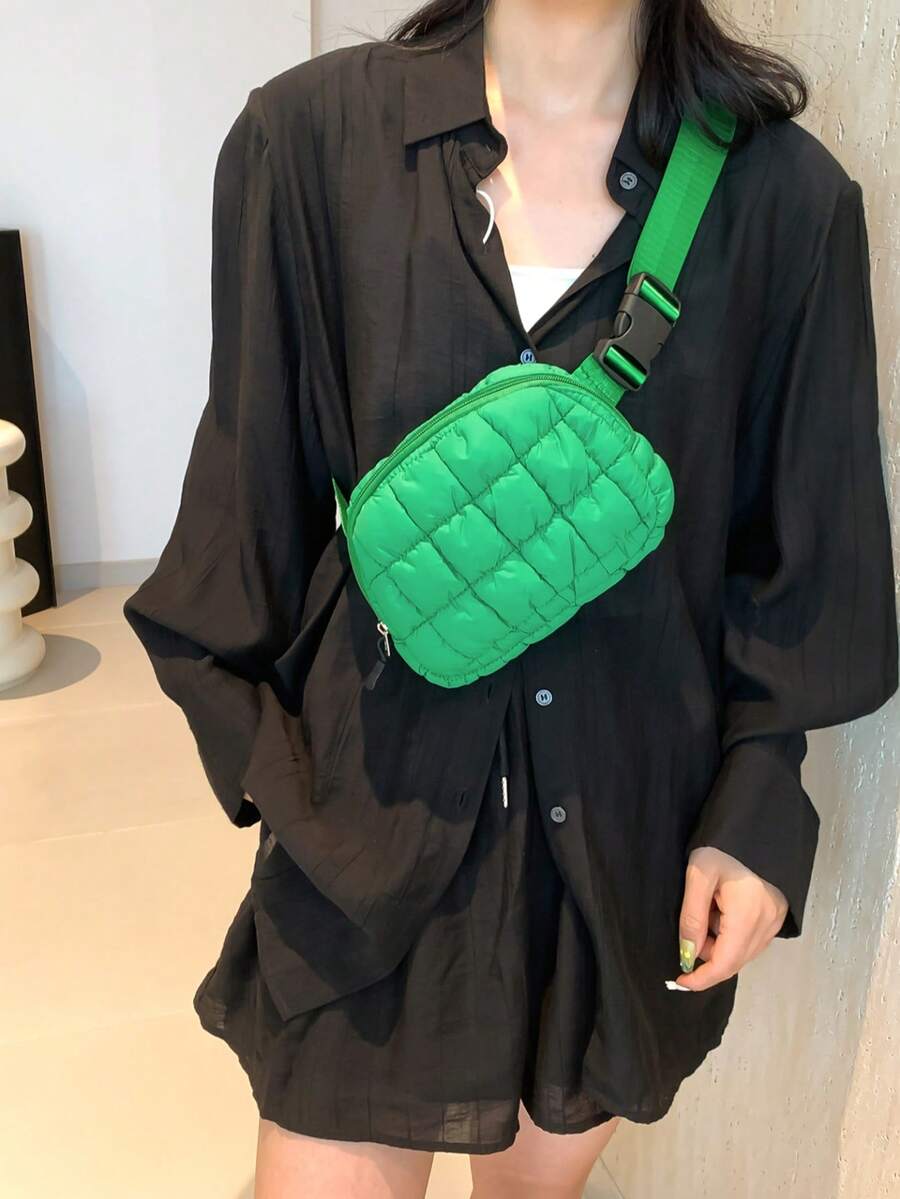 绗缝蓬松腰包，时尚，超级舒适，可调节斜挎包，适合女性，非常适合跑步、购物、徒步旅行和锻炼