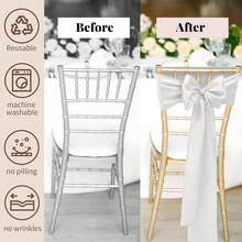 60 Pcs Face Chair Belt Bow Decoration Chair Set Chair Belt For Banquet Party Baby Shower Event Decorations (Multi Color Optional, 7 X 108 Inches) - Champagne Color - View 10