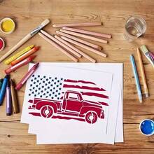 Patriotic American Flag DIY Stencils Set - We The People, Deer, 1776, Cow, Bear, Truck, Sunflower - Reusable Plastic Painting Templates For Wood Canvas Wall Fabric Decor