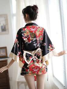 1 pieza Disfraz de estilo kimono japonés tradicional para mujer, adecuado para vacaciones, celebraciones, fiestas de parejas, cosplay
