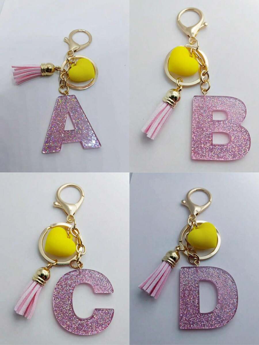 1 buc breloc cu litere engleze din rășină epoxidică Galaxy cu ciucure și decor cu inimă, cadou pentru prieteni și mame, accesorii de Halloween pentru Ziua Profesorilor