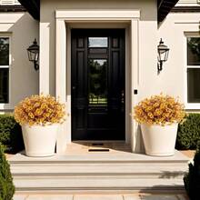 10pcs Fall Flowers Artificial For Decoration, Artificial Fall Mums Flowers For Outdoors, Fake Flowers Daisy Eucalyptus Realistic  For Garden Patio Porch Home Decor