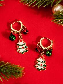 A Pair Of Elegant Heart-Shaped Christmas Bells, Christmas Trees, Santa Claus Pendants Earrings, Fashionable Women's Jewelry, Essential Accessories For Christmas Parties, Gifts For Friends