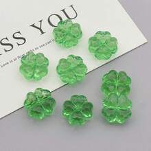 50pcs Assorted Color Lucky Four-Leaf Clover Transparent Acrylic Beads With Holes For Bracelet And Jewelry Making - Multicolor - View 11