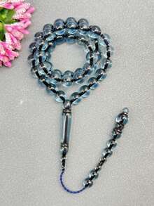 1 件 45 颗 10 毫米穆斯林祈祷珠手链，新款圆形珠子吊坠，经典款（黑色蓝色或棕色黑色可选），适合男女日常或节日佩戴 - 彩色 - 查看 1