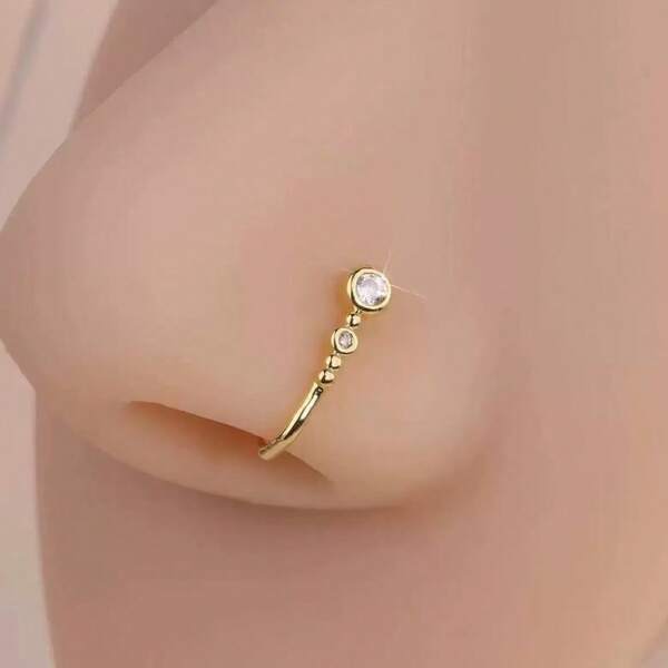 1 Stück personalisierter nicht-piercender U-förmiger Nasenclip, minimalistischer, modischer, eleganter geometrischer runder Strass-Nasenclip