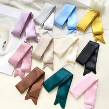 Solid Color Satin Bow Tie Scarf - Lightweight Elegant Ribbon Style, Suitable For Neck, Hair And Wrist Decoration, Multi-Functional Accessory - Unisex - Multicolor - View 2