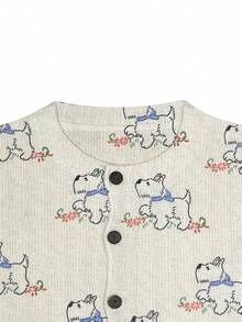 Cárdigan de punto con estampado 3D de perro lindo para mujer de talla grande. Estampado todo sobre, informal, de tela de punto, con botones delanteros, suéter cárdigan estampado. Ideal para vacaciones y uso diario en cualquier época del año. - Multicolor - Ver 2