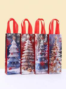 Christmas Cartoon Printed Non-Woven Fabric Bag - Festival Wine And Red Wine Packaging Bag - Party Creative Gift Bag - Gift For Relatives And Friends On Halloween And New Year's Day - Multicolor - View 2