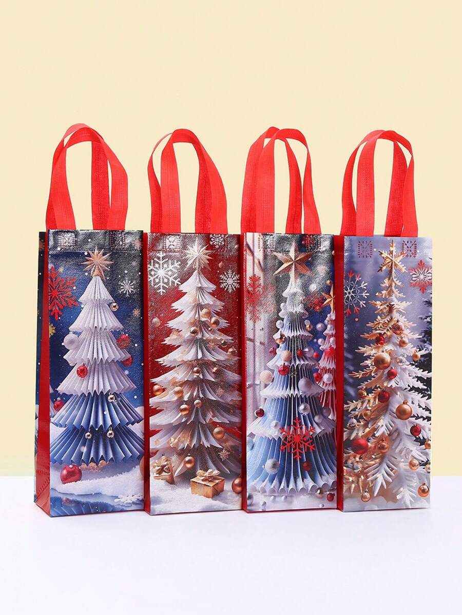 Christmas Cartoon Printed Non-Woven Fabric Bag - Festival Wine And Red Wine Packaging Bag - Party Creative Gift Bag - Gift For Relatives And Friends On Halloween And New Year's Day