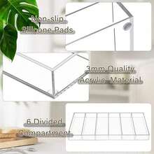 1 件透明亚克力太阳镜展示盒，桌面收纳托盘，可放置眼镜、太阳镜、化妆品、文具，6 个隔层 - 無色 - 查看 5