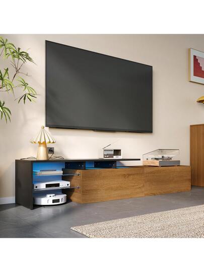 Sairedel Moderne TV Cabinet In High Gloss Wit LED Lighting Elegante Glass Shelves Practical Storage Space Wood Look Living Room Furniture view 8