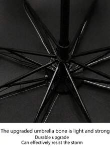 1pc Fully Automatic Black Umbrella, Windproof Sun Protection Umbrella, UV Blocking Reverse Folding Compact Umbrella, Business Umbrella For One Person For School,Office,Household,Travel (Fabric Cover, Rib Color, And English Letter Pattern Design Randomly Assorted) Summer Cooling,Beach,Travel - Multicolor - View 6