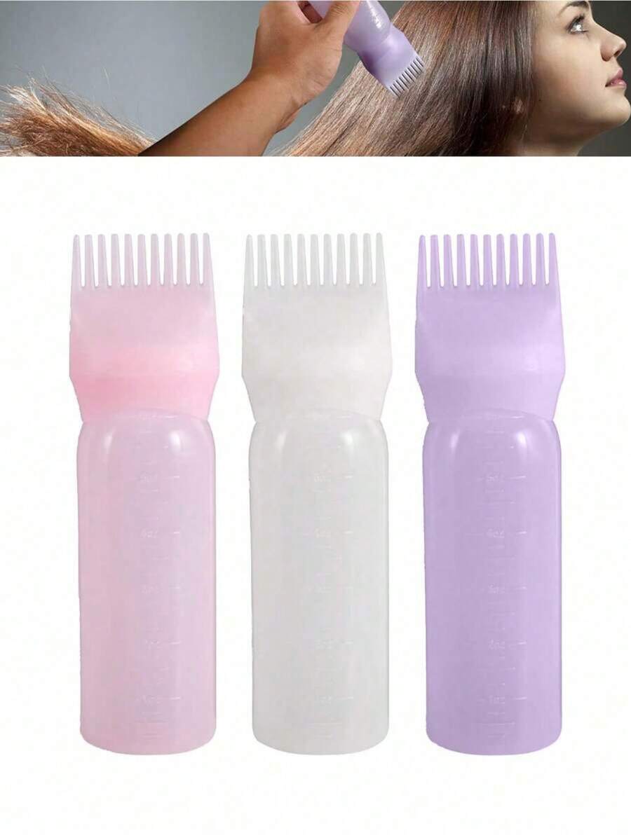 1个沙龙护发油瓶，专业染发刷瓶，男女通用美发沙龙染发配件，适合学校假期、旅行和女士美发用品 - 彩色 - 查看 1