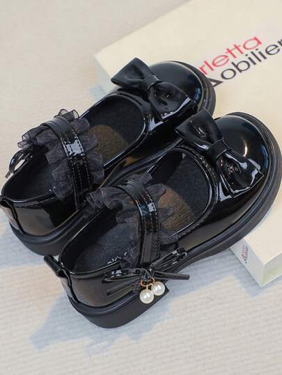Girls' Flat Shoes, New Autumn Bowknot Casual Versatile Loafers, Student Shoes, Princess Performance Shoes, Children Flat Shoes