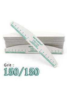 5pcs Professional Half-Moon Nail Files, Double-Sided Grit Buffing Blocks 100/150/180/240 Grit