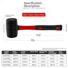 4 - Size Set Elastic Rubber Mallets With Soft Gel Round Tips | Dual - Color Fiber Handles For Comfortable Grip | Ideal For DIY Enthusiasts, Craftsmen & Home Repairs | Perfect For Carpentry, Tile Work, And More