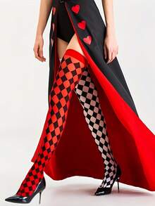 1/2/3 双女式菱形图案过膝袜，角色扮演服装圣诞节/万圣节派对主题过膝长袜