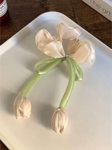2个优雅郁金香造型发圈，可爱甜美的少女发饰 - 彩色 - 查看 4