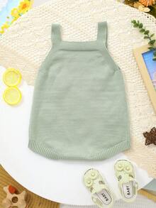 Infant Unisex Cute Sheep Embroidery Knitted Bodysuit - Cadet Blue - View 6