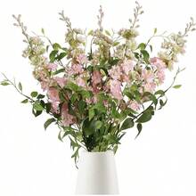 White Flowers Artificial Delphinium 9PCS With Clematis Greenery For Wedding & Home Decor