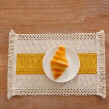 1pc Boho Style Handwoven Table Runner, Cream And Yellow Tassel Decor, Suitable For Boho Restaurant, Bedroom, Rustic Bridal Shower, Farmhouse Dining, Thanksgiving Christmas Home Decor (Multiple Sizes Available) - Middle Yellow - View 7