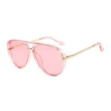 Unisex Oversized Double Bridge Glasses, Retro Panda Eye Shape Frame, Fashionable And Versatile Unisex Glasses, Suitable For Cycling, Street Style, Photography, And Daily Fashion, Offering Protection And Lightweight Design - 金色和粉紅色 - 查看 13