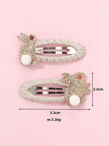 2pcs/Set Cute Rabbit & Cherry Blossom Cloud Design Hair Clips, Suitable For Girls' Daily Hairstyle Decoration - Multicolor - View 10