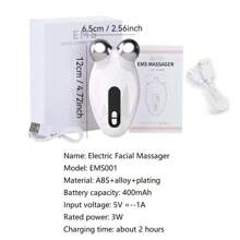 Electric Facial Neck Massager EMS Microcurrent Roller Face Massage Beauty Device 400mAh