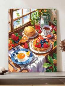 1 Bộ tranh đính đá Acrylic tròn không khung bao gồm chủ đề món tráng miệng Bộ tranh đính đá 5D thủ công tự làm để trang trí tường, trang trí nhà cửa, quà tặng Giáng sinh, đồ trang trí - Tranh thêu chữ thập kim cương toàn bộ - Nhiều màu - Xem 2