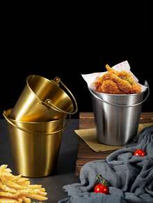 1 件不锈钢冰桶、高品质酒吧用品、香槟桶、迷你炸薯条小吃桶、小型服务桶、不锈钢小吃桶、-Worthy 炸薯条和炸鸡桶、酒吧冰桶、餐厅油炸食品容器冰桶、万圣节和圣诞节派对用品 - 彩色 - 查看 4