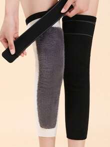 1pc Long Fleece Knee Pads, Warm Thermal Knee Protector With Thick Lining, Autumn/Winter - Multicolor - View 6