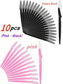 100 件眉毛修剪器、脱毛刀、带防刮保护装置的脱毛刀、面部和身体毛发修剪器、长柄眉毛修剪器、女士脱毛工具、身体毛发修剪器和面部和眉毛剃须刀、长柄锋利刀片简易眉毛修剪工具 - 黑色 - 查看 13