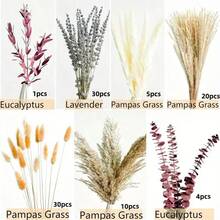 100 piezas Ramo de flores secas de otoño, incluye espadaña, colas de conejo naranja, lavanda y eucalipto rojo, decoración de estilo bohemio para otoño, adecuado para el hogar, jarrón, porche y Acción de Gracias, Navidad, decoración del hogar, arreglo floral de otoño