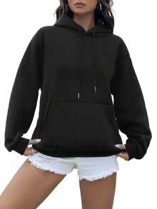 Women'S Floral Print Casual Hoodie - Polyester Knit Fabric, All-Season Hooded Sweatshirt With "Living Proof Of A Loving God" Slogan, 230g/M² Lightweight Comfort - 黑色 - 查看 3