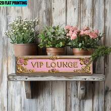 2D Flat Printing - 1pc Retro Metal High-Quality Aluminum Sign 'VIP LOUNGE' Fashionable Wall Art Plaque, Printing Pre-Drilled Holes - Home Decoration, Bathroom, Kitchen, Family, And Gothic Style Wall Decoration Or As A Unique Poster, 3.94 X 15.75 Inches (10x 40cm )