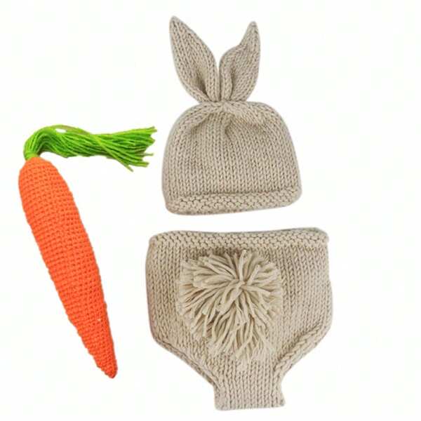 Carrot Bunny Handmade Crochet Newborn Photography Outfit, Adorable Baby Shower Gift Baby Shower Family Decorations Gifts Baby Shower Easter Gift Things For Girls/Boys