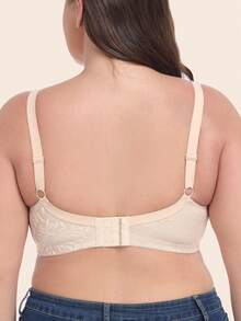 1pc Women's Lace Embroidery Full Coverage Wireless Bra, Thin Unpadded Plus Size Bra Suitable For Sleeping, Home And Outdoor Wear, Lift