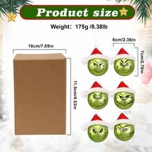 GRINCH 12 pièces Décorations suspendues avec imprimé visage de chat vert en peluche de 6-7 cm - Meilleur petit cadeau de Noël (style aléatoire)
