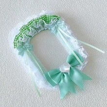 1pc New Lace Photo Card Holder, 7 Colors: Pink, Black, Red, Yellow, Blue, Green, Purple, DIY Finished Product Anime/Cartoon/ACG Character, Kpop Star, Card Display Holder, Handmade Plaid Bow Backpack Pendant, Lolita Card Holder