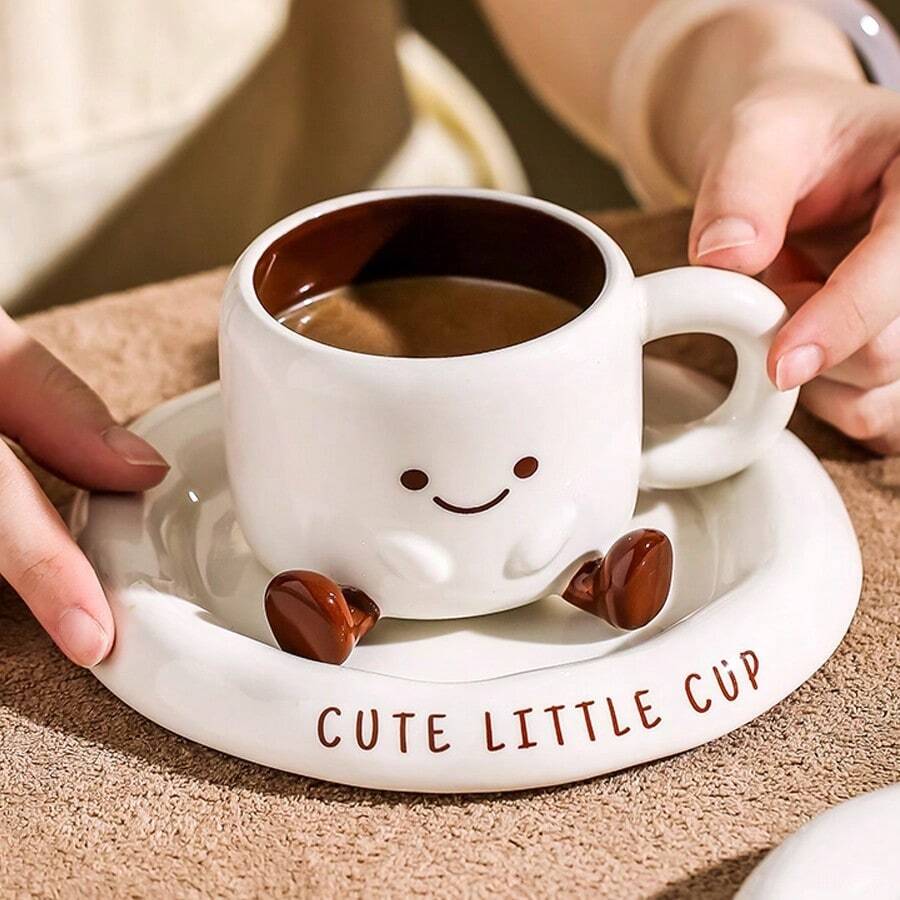 1 Set Cute Doll Feet High-Quality Cup & Saucer, Adorable Milk Cup, Ceramic Water Mug, Office Coffee Cup, Gift, Couple Coffee Cup & Saucer