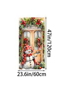 1 pezzo Decorazione natalizia in poliestere per porta d'ingresso, con acquerello di Babbo Natale, pupazzo di neve e corona, decorazione natalizia per casa e portico
