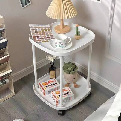 1pc Nordic Modern Minimalist Movable Sofa Side Table, Multi-Functional Storage Coffee Table For Bedroom, Living Room